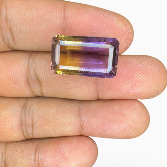 Natural Bicolor Ametrine 16.54 Carats Emerald Cut Shape Size 20X12.5mm