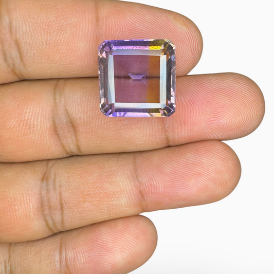 Natural Ametrine Bicolor 16.50 Carats Emerald Cut Shape Size 16mm