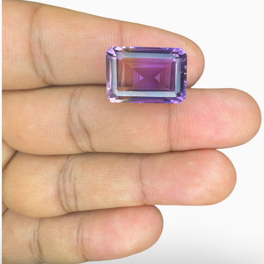 Ametrine Loose Stone Natural Bicolor 16.91 Carats Emerald Cut Shape Size 18X13mm