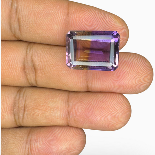 Ametrine Loose Stone Natural Bicolor 17.03 Carats Emerald Cut Shape Size 18X13mm