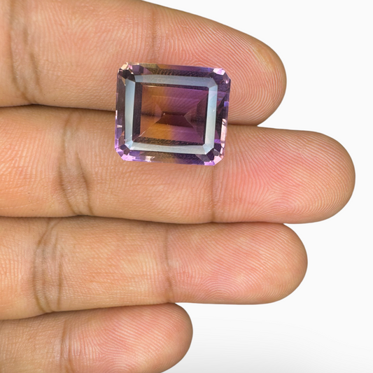 Loose Ametrine Bicolor  17.88 Carats Emerald Cut Shape Size 16X14mm