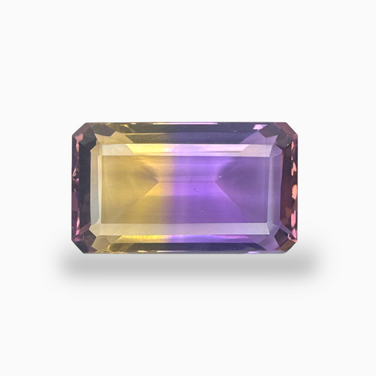 Ametrine Loose Stone Natural Bicolor 18.20 Carats Emerald Cut Shape Size 21X13.5mm