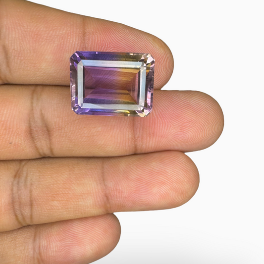 Ametrine Loose Stone Natural Bicolor 18.24 Carats Emerald Cut Shape Size 18X14mm