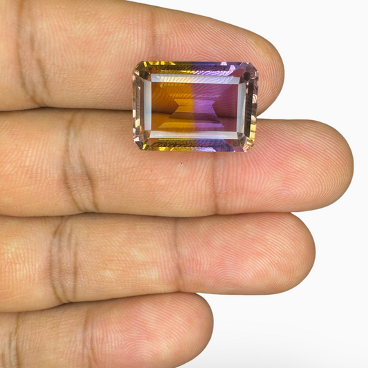 Original Ametrine Stone Bicolor 18.40 Carats Emerald Cut Shape Size 18X14mm