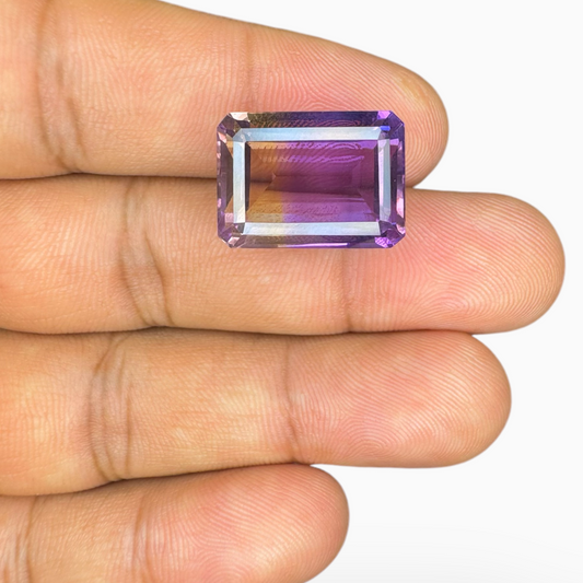 Ametrine Loose Stone Natural Bicolor 18.67 Carats Emerald Cut Shape Size 19X14mm