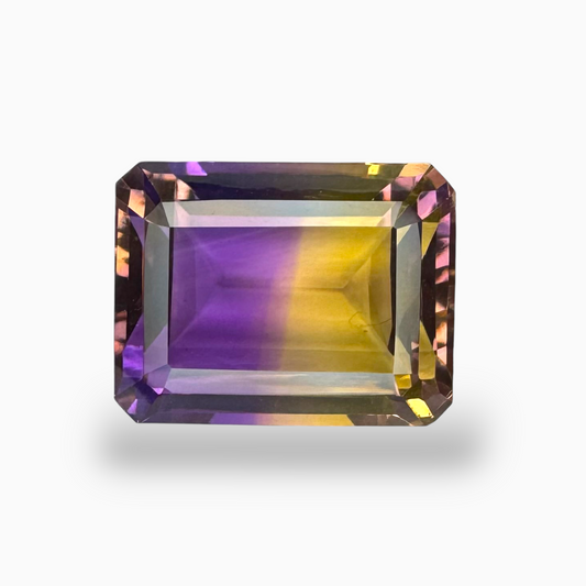 Real Ametrine Stone Bicolor 18.97 Carats Emerald Cut Shape Size 17.5X14mm