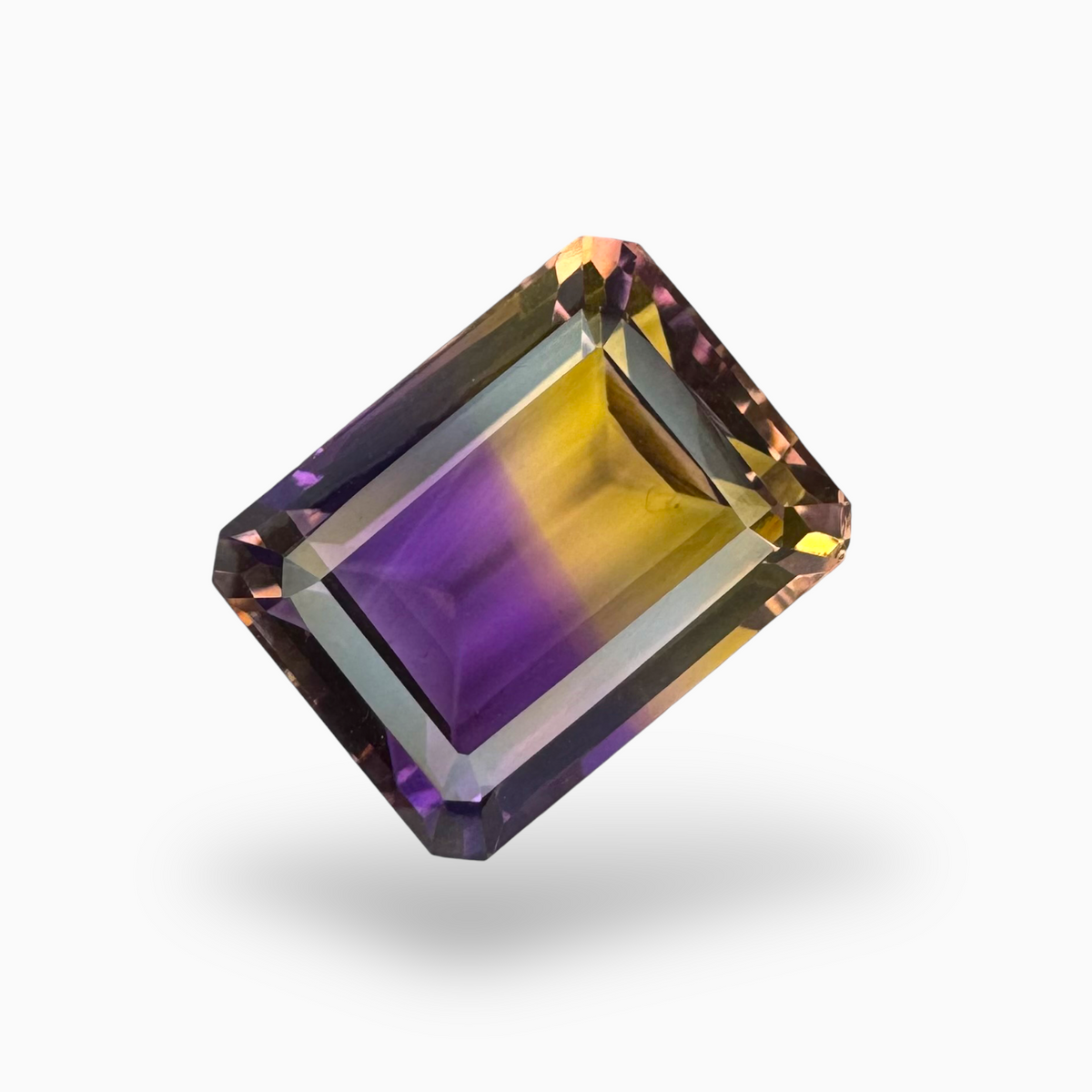 Real Ametrine Stone Bicolor 18.97 Carats Emerald Cut Shape Size 17.5X14mm