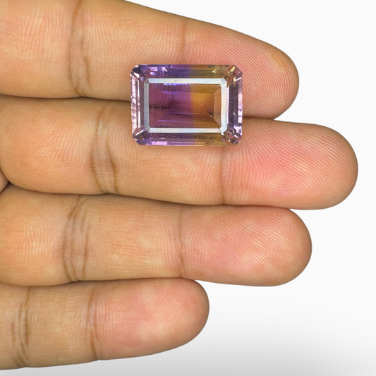 Original Ametrine Stone Bicolor 19.19 Carats Emerald Cut Shape Size 19.5X14.5mm