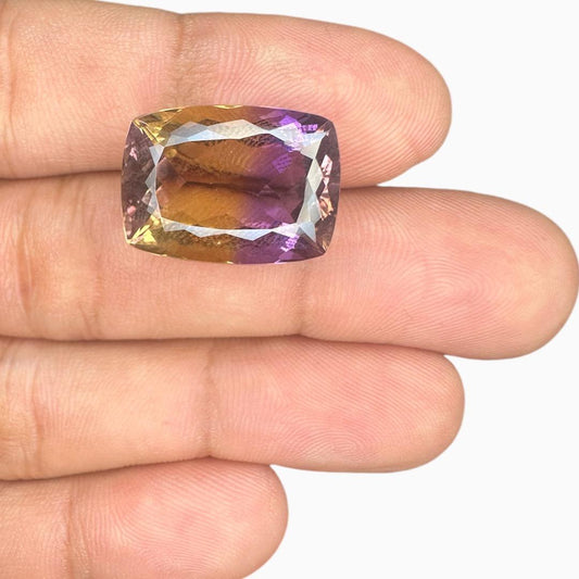 Ametrine Loose Stone Natural Bicolor 20.37 Carats Cushion Shape Size 19X14mm