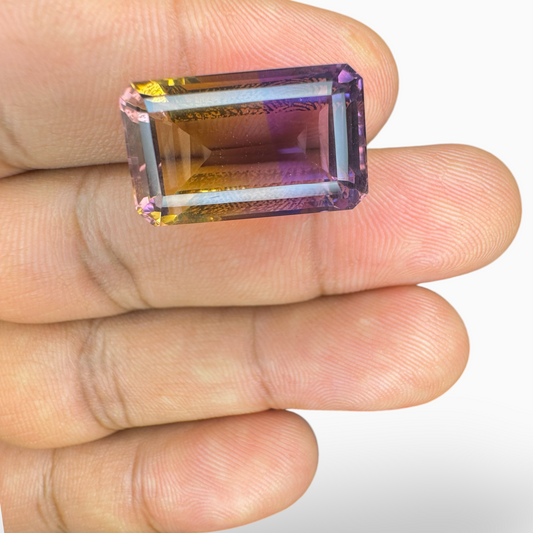 Ametrine Loose Stone Natural Bicolor 20.45 Carats Emerald Cut Shape Size 21X13mm