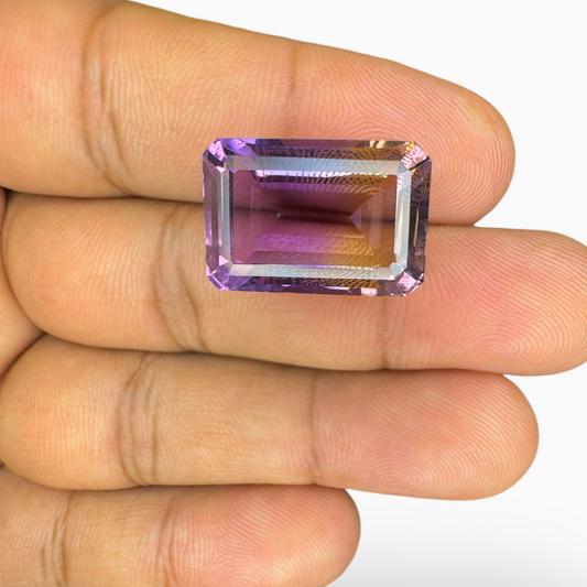 Real Ametrine Stone Bicolor 21.2 Carats Emerald Cut Shape Size 20X14mm