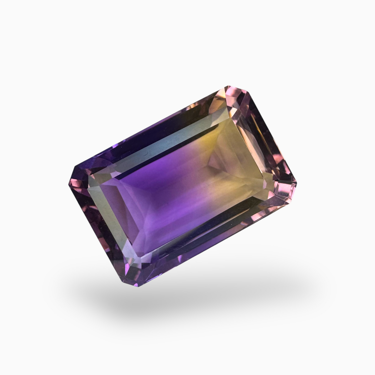 Real Ametrine Stone Bicolor 21.2 Carats Emerald Cut Shape Size 20X14mm