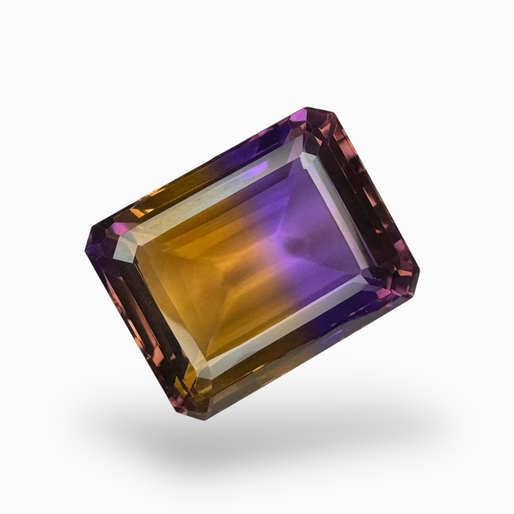 Ametrine Stone Natural Bicolor 21.53 Carats Emerald Cut Shape Size 19X15mm