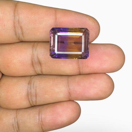 Ametrine Stone Natural Bicolor 21.53 Carats Emerald Cut Shape Size 19X15mm