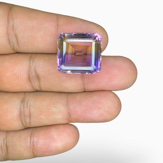 Real Ametrine 21.89 Carats Emerald Cut Shape Size 17X16mm Bicolor