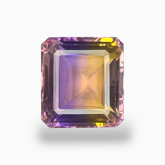 Real Ametrine 21.89 Carats Emerald Cut Shape Size 17X16mm Bicolor