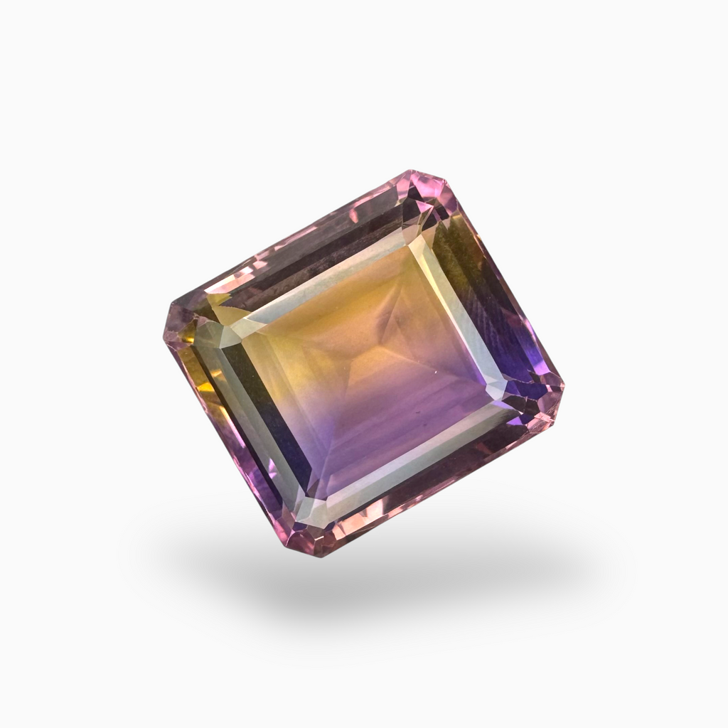 Real Ametrine 21.89 Carats Emerald Cut Shape Size 17X16mm Bicolor