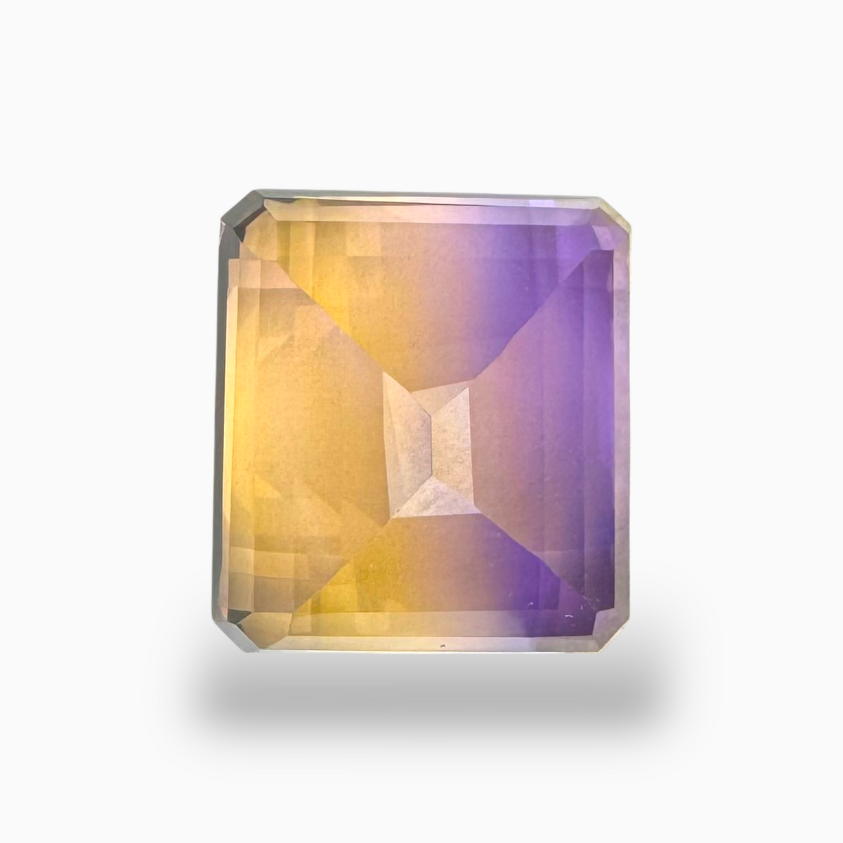 Real Ametrine 21.89 Carats Emerald Cut Shape Size 17X16mm Bicolor