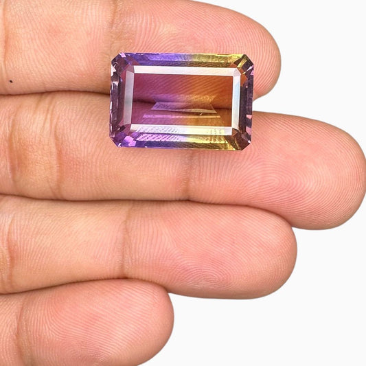 Ametrine Loose Stone Natural Bicolor 21.90 Carats Emerald cut Shape Size 15X13.5mm