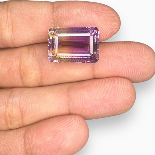 Ametrine Loose Stone Natural Bicolor 23.43 Carats Emerald cut Shape Size 18.5X13mm