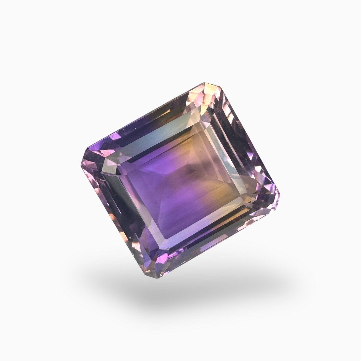 Natural Ametrine Bicolor 24.4 Carats Emerald Cut Shape Size 17.5X16.5mm