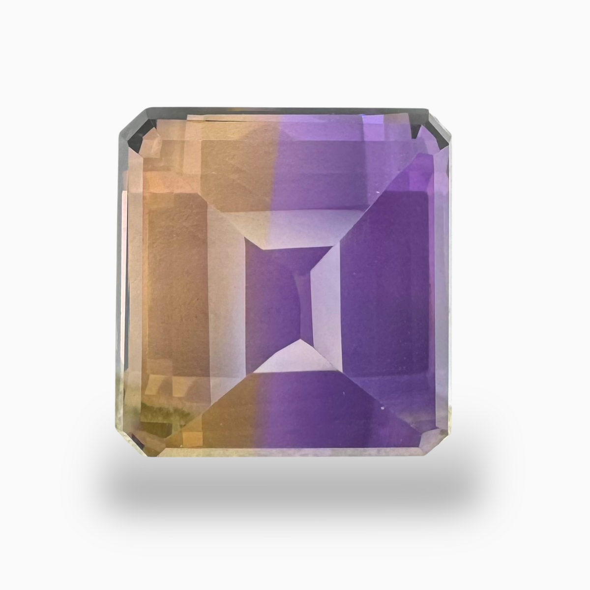 Natural Bicolor Ametrine Gemstone 24.96 Carats Emerald Cut Shape Size 17X17mm