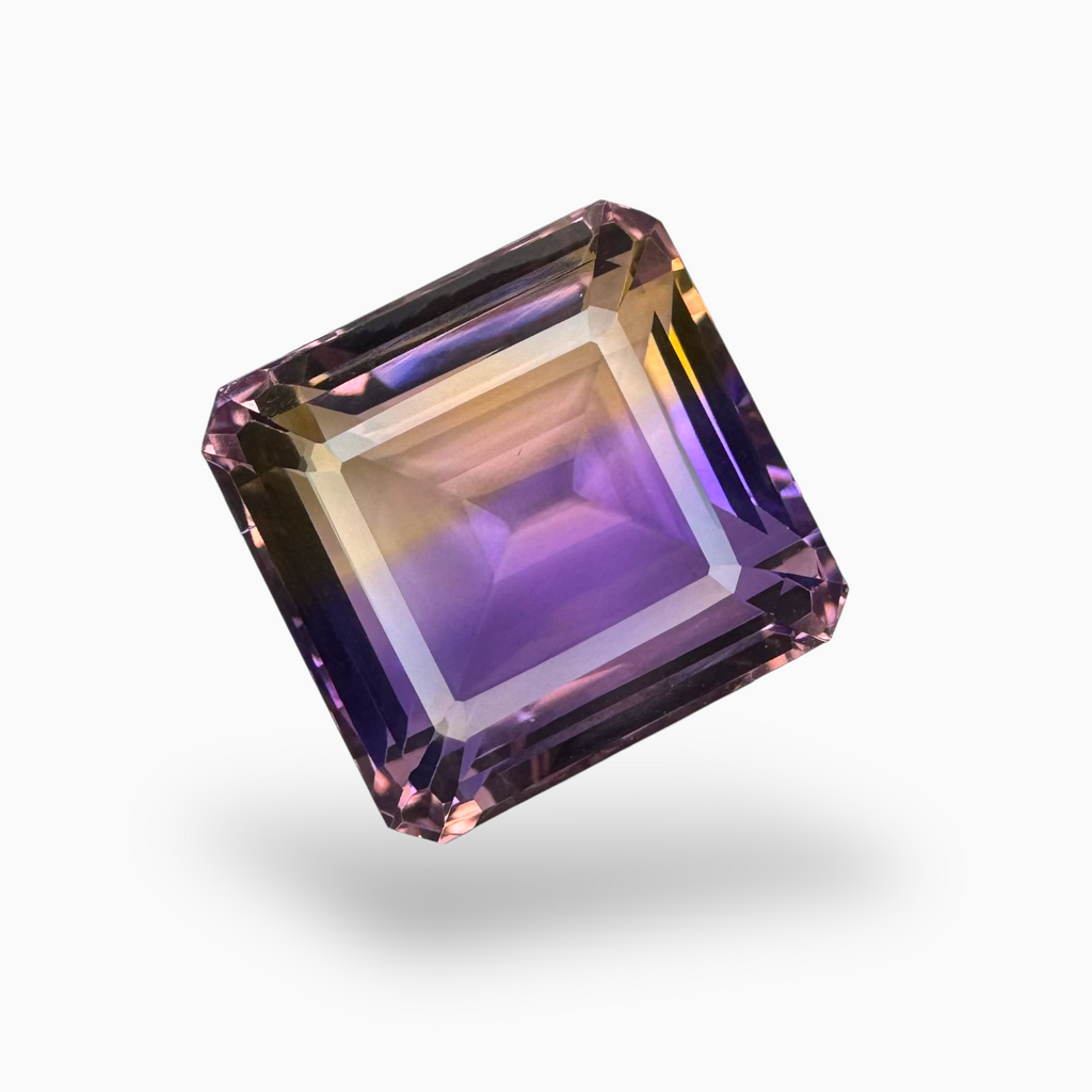 Natural Bicolor Ametrine Gemstone 24.96 Carats Emerald Cut Shape Size 17X17mm