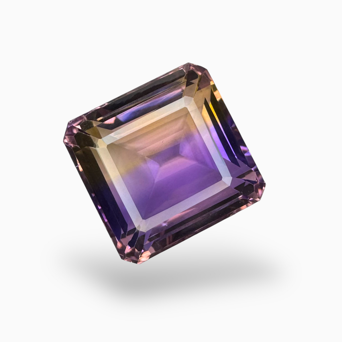 Natural Bicolor Ametrine Gemstone 24.96 Carats Emerald Cut Shape Size 17X17mm