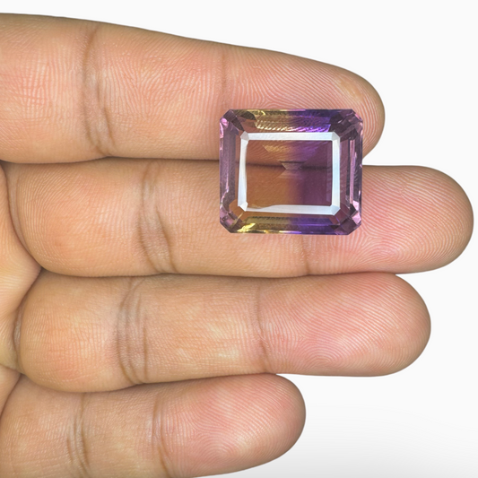 Natural Ametrine Bicolor 25.98 Carats Emerald Cut Shape Size 19X17mm