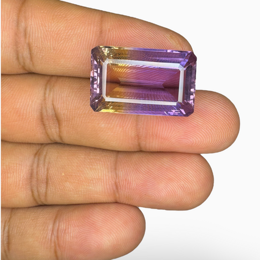 Ametrine Loose Stone Natural Bicolor 26.18 Carats Emerald Cut Shape Size 24X15.5mm