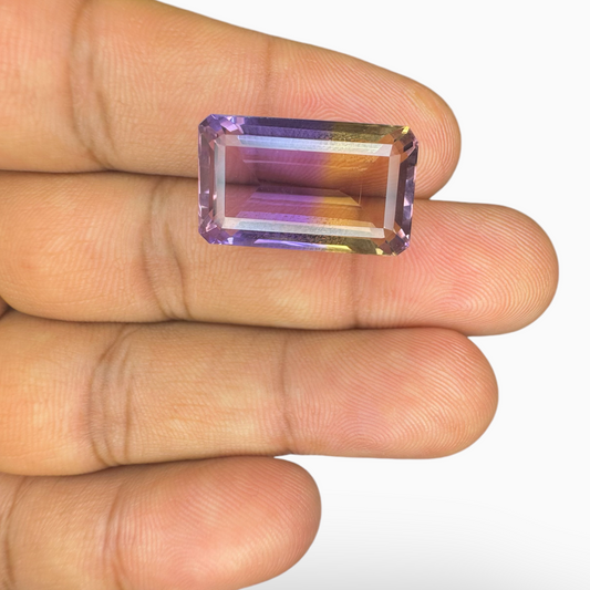 Ametrine Loose Stone Natural Bicolor 19.02 Carats Emerald Cut Shape Size 22X13.5mm