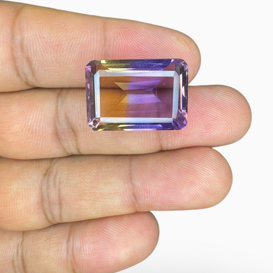 Ametrine Loose Stone Natural Bicolor 21.82 Carats Emerald Cut Shape Size 21.5X15.5mm