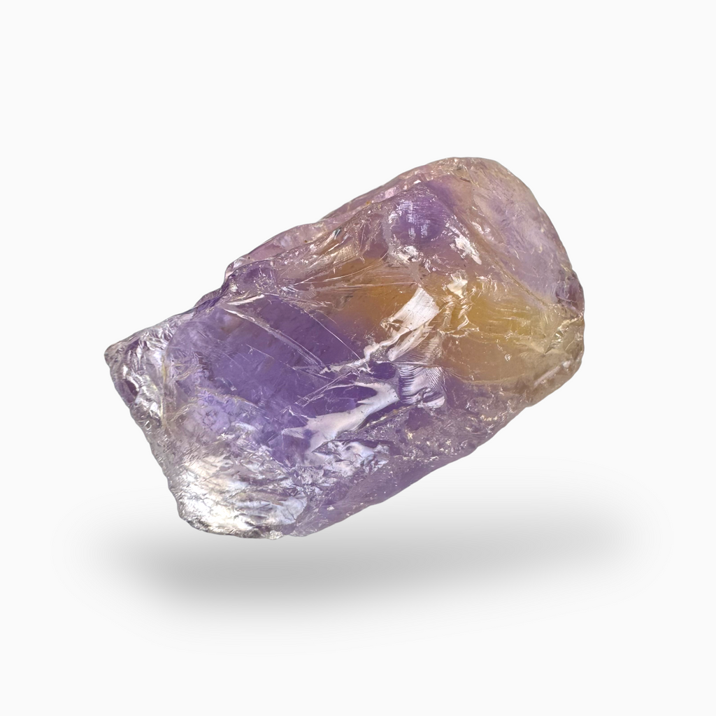 Ametrine Raw Stone Natural Bicolor 77.5 Carats Size 35X20.5mm Brazilian Origin
