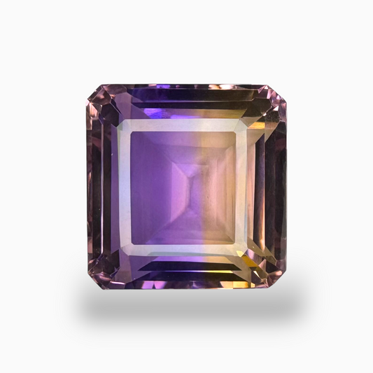 Natural Bicolor Ametrine Gemstone 24.96 Carats Emerald Cut Shape Size 17X17mm