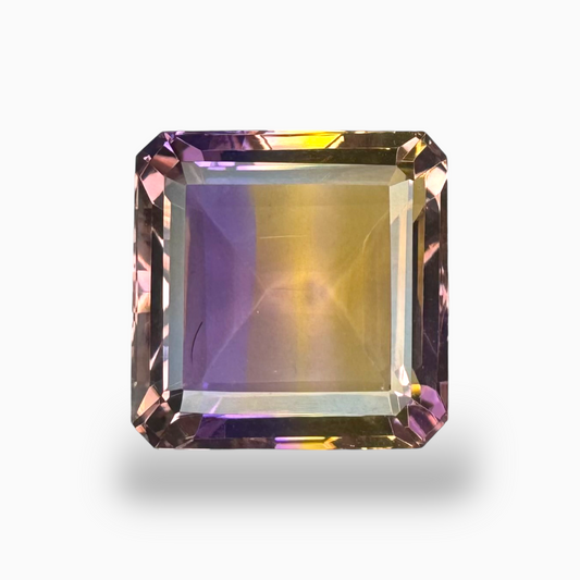 Natural Bicolor Ametrine Gemstone 18.05 Carats Emerald Cut Shape Size 16X16mm