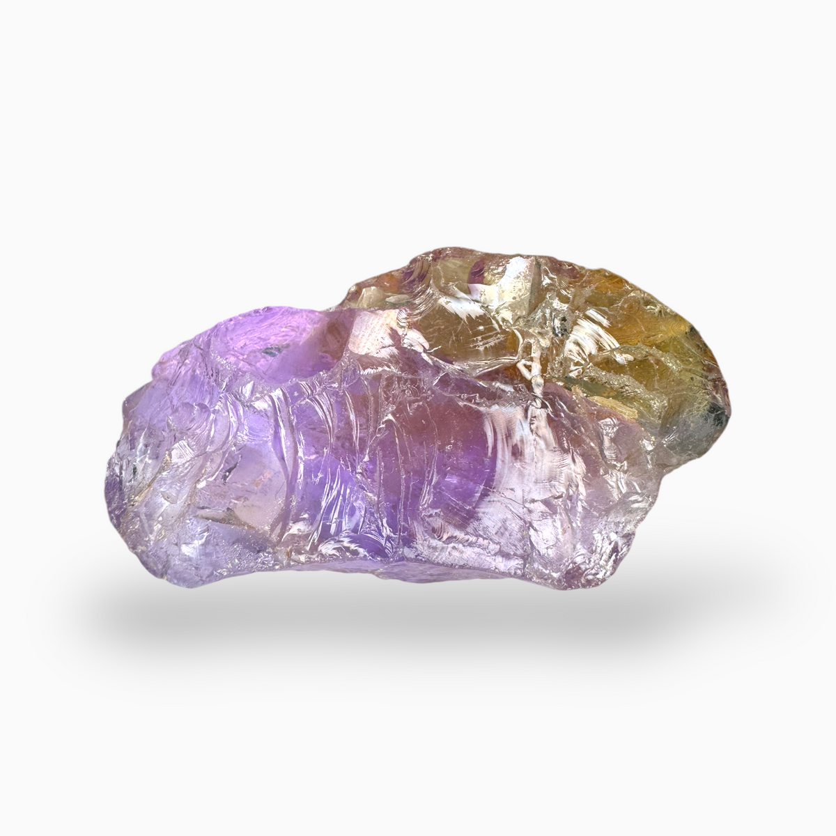 Ametrine Raw Stone Natural Bicolor 145.96 Carats Size 52X30mm Brazilian Origin