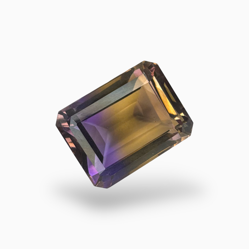 Natural Bicolor Ametrine Gemstone 16.6 Carats Emerald Cut Shape Size 17X13mm