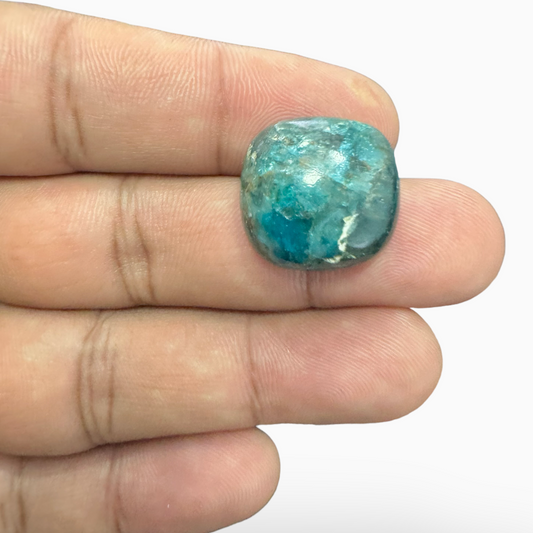 Natural Blue Apatite Stone 28.75 Carats Cushion Cabochon Shape 18X17.5mm