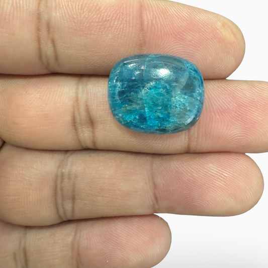 Natural Blue Apatite Stone 17.5 Carats Long Cushion Cabochon Shape 19X15.8mm