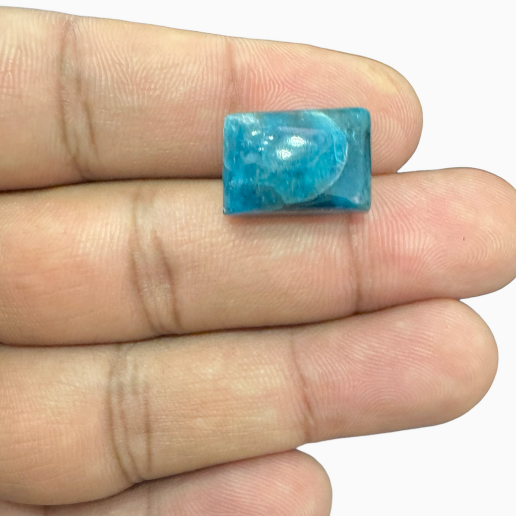 Natural Blue Apatite Stone 17.1 Carats Long Square Cabochon Shape 15.6X11mm