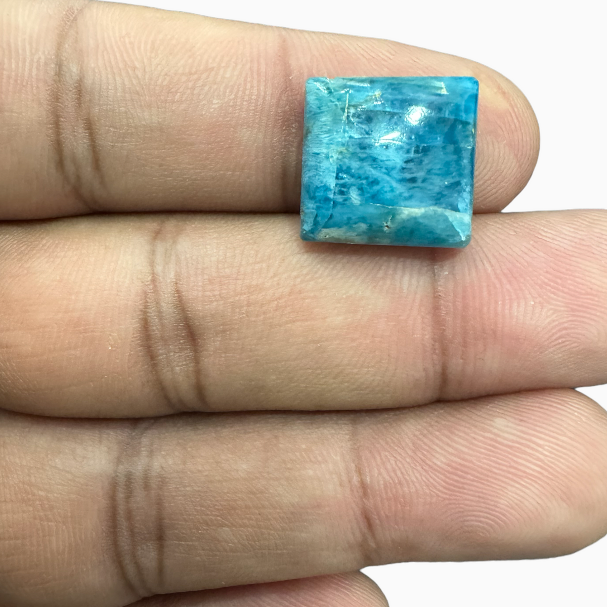 Natural Blue Apatite Stone 12.92 Carats Square Cabochon Shape 14X13.5mm