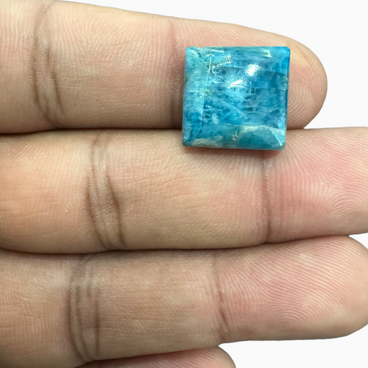 Natural Blue Apatite Stone 12.92 Carats Square Cabochon Shape 14X13.5mm