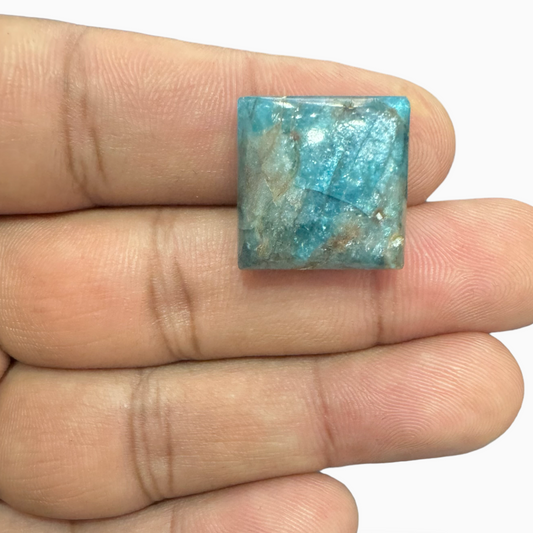 Natural Blue Apatite Stone 32.7 Carats Square Cabochon Shape 17X17mm