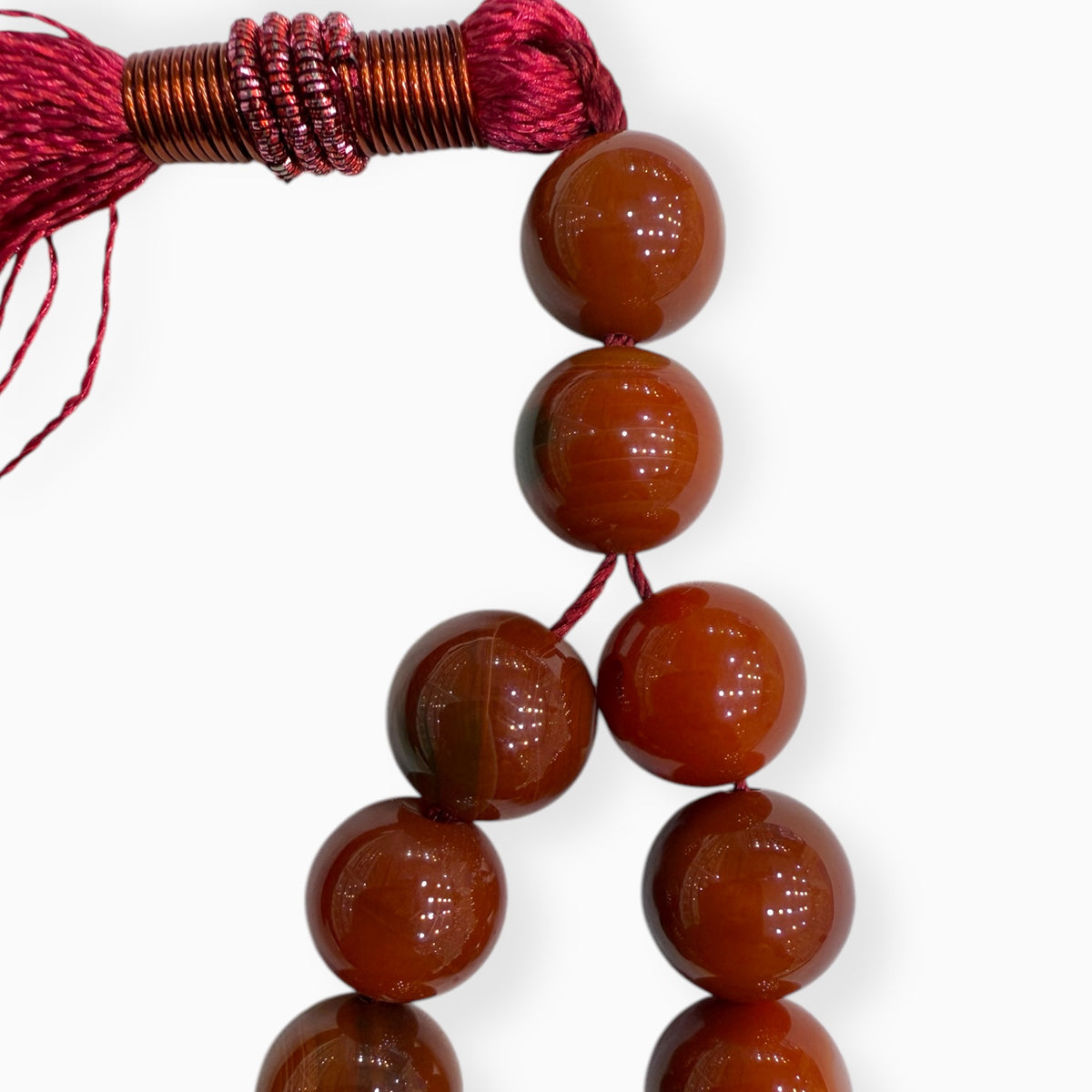 Aqeeq Misbaha or Tasbih 33 Beads (Red Agate Stone Misbaha or Tasbih 10.5 mm