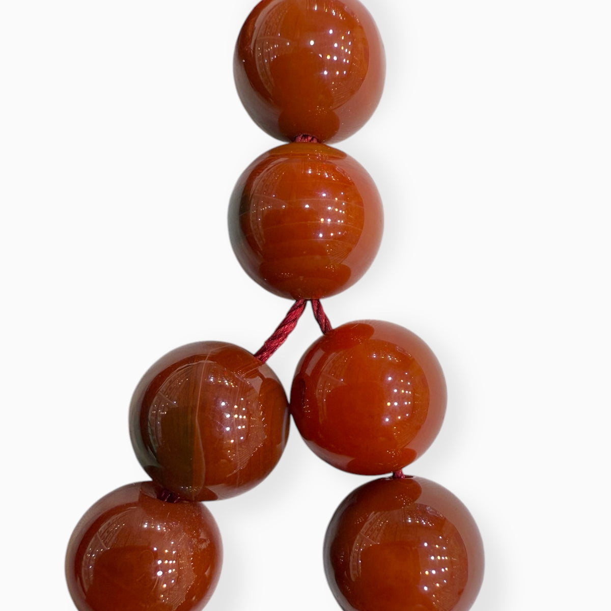 Aqeeq Misbaha or Tasbih 33 Beads (Red Agate Stone Misbaha or Tasbih 10.5 mm