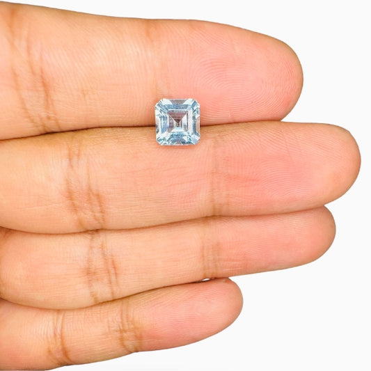 Natural Aquamarine Stone 1.45 Carats SkyBlue Color Asscher Cut Size 7mm