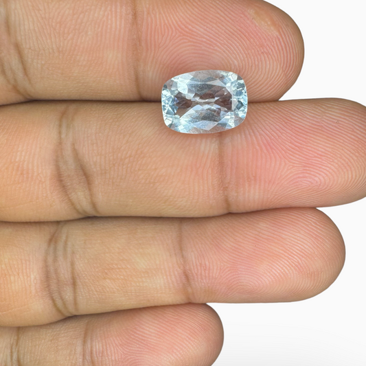 Natural Aquamarine Stone 2.72 Carats SkyBlue Color Cushion Cut Size 11X8mm