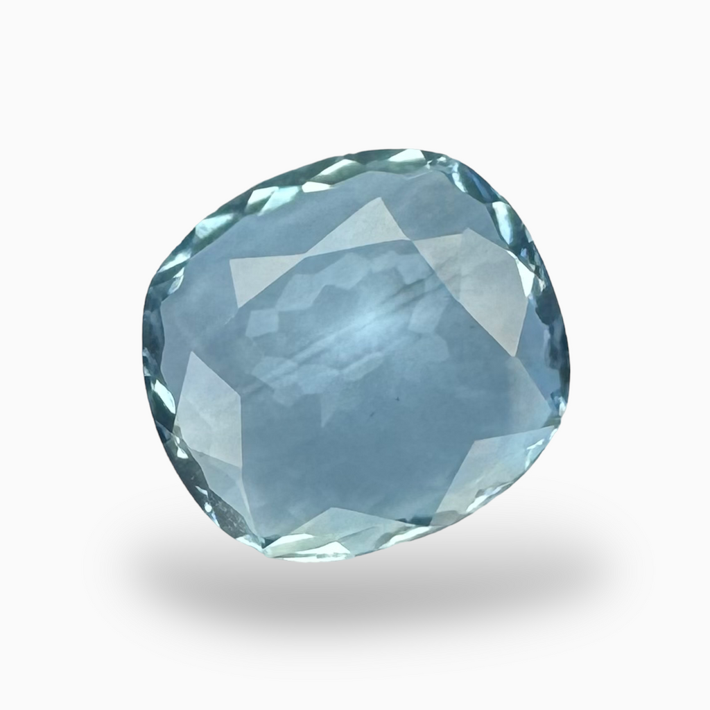 Natural Aquamarine Stone Aqua Color 3.62 Carats Cushion Shape Size 12X11mm