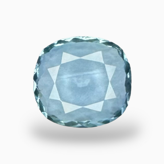 Natural Aquamarine Stone Aqua Color 3.62 Carats Cushion Shape Size 12X11mm