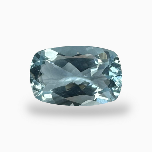 Natural Aquamarine Stone SteelBlue Color 3.68 Carats Cushion Shape Size 12.5X8.4mm